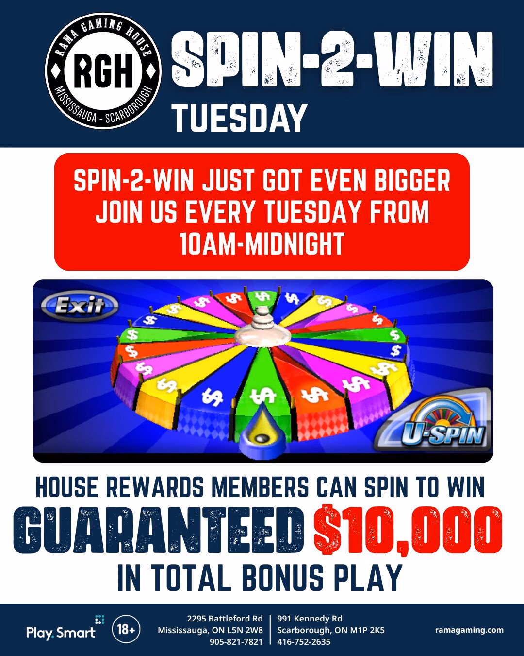 spin to win every tuesday at Rama Gaming House